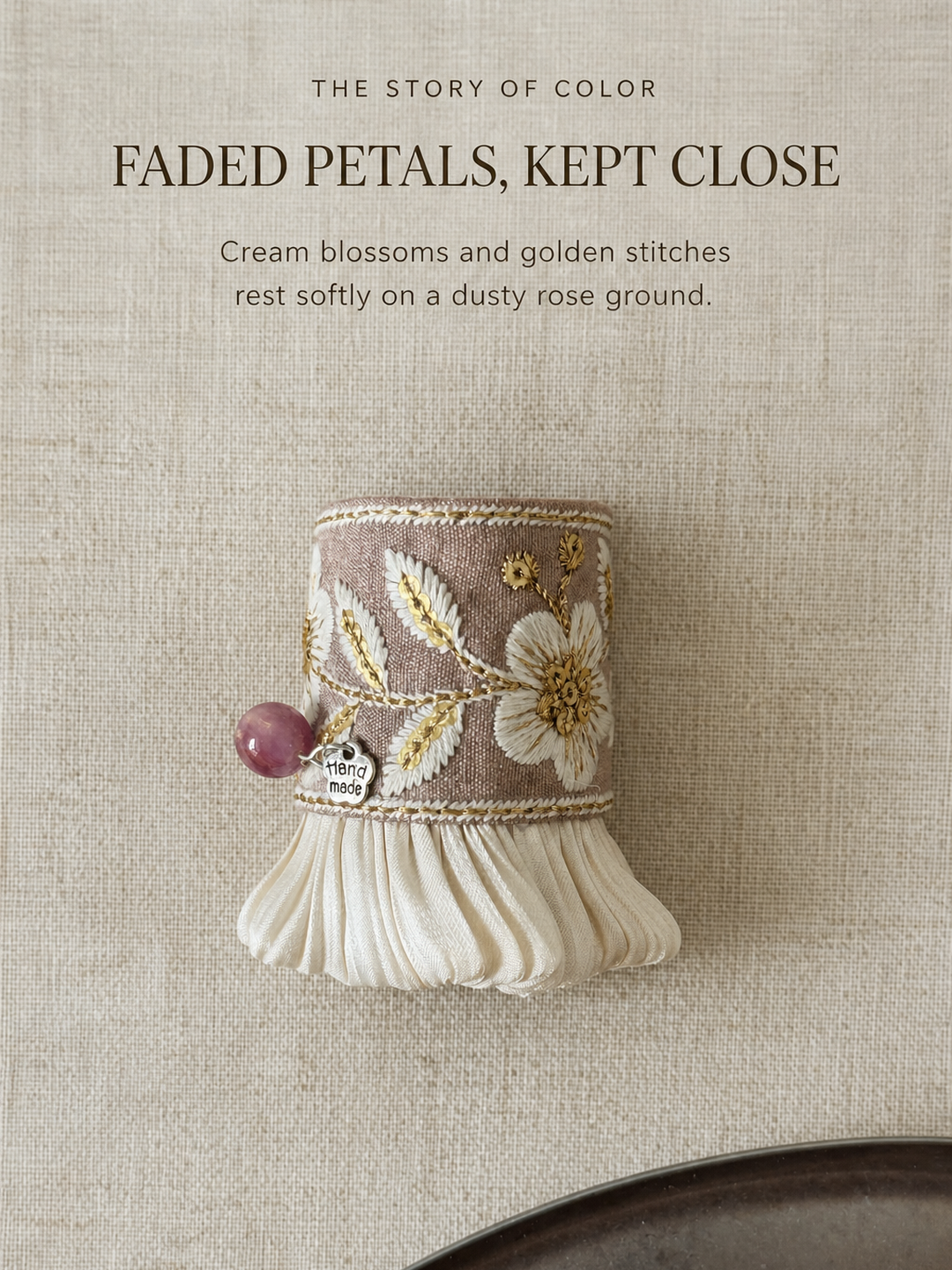 Rosewood Bloom Pleat dusty rose and cream color story