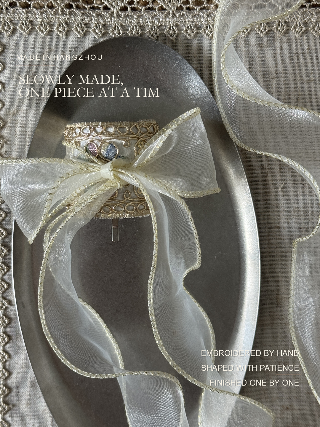 Ivory Ribbon Reverie small-batch made-to-order closing panel