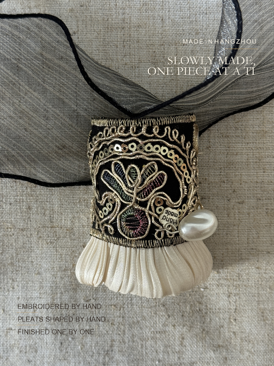Midnight Gold Pleat small-batch made-to-order closing panel